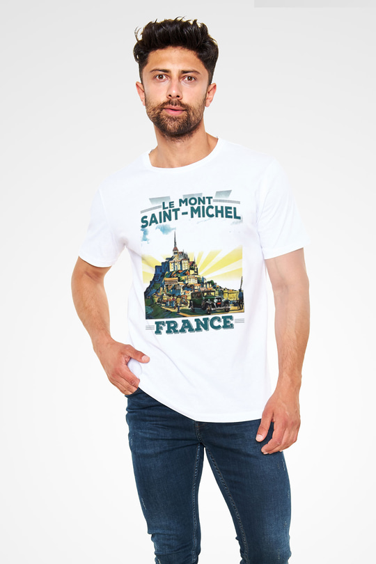 Mont Saint-Michel Beyaz Unisex Tişört T-Shirt - TişörtFabrikası