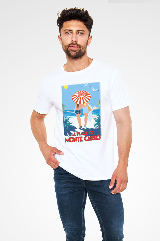 Monte Carlo Beyaz Unisex Tişört T-Shirt - TişörtFabrikası