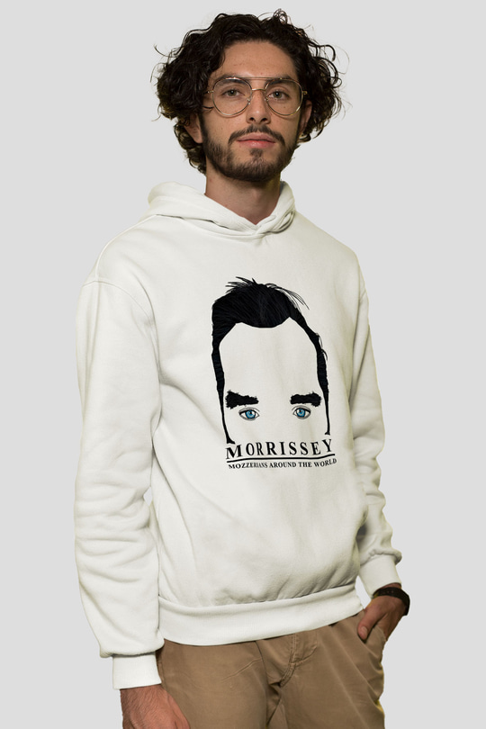Morrissey Baskılı Beyaz Unisex Kapüşonlu Sweatshirt