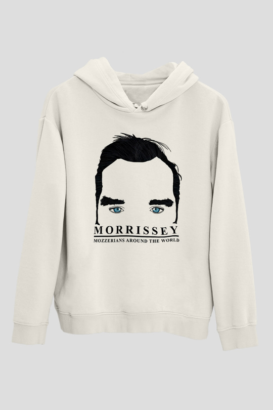 Morrissey Baskılı Beyaz Unisex Kapüşonlu Sweatshirt
