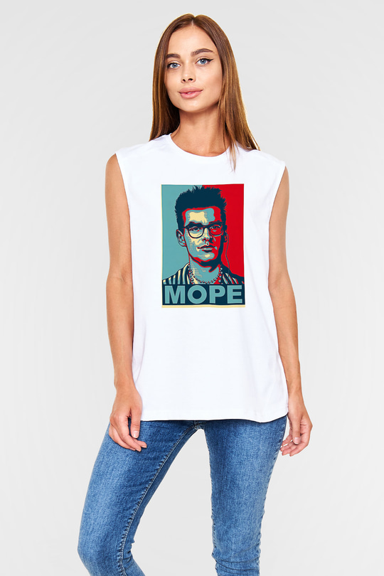 Morrissey Baskılı Beyaz Unisex Kolsuz Tişört - Tshirt