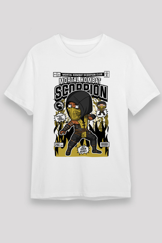 Mortal Kombat Scorpion Baskılı Unisex Beyaz Tişört