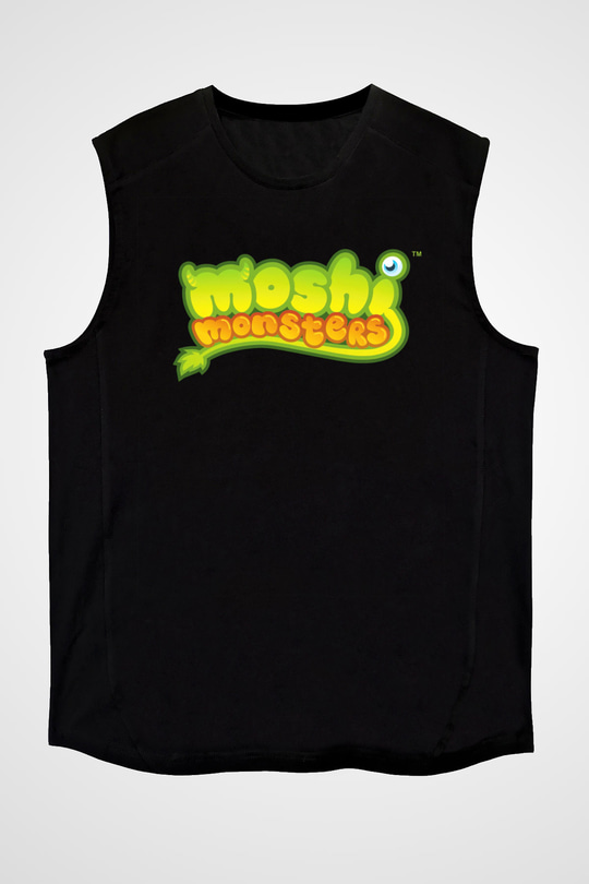 Moshi Monsters Siyah Unisex Kolsuz Tişört