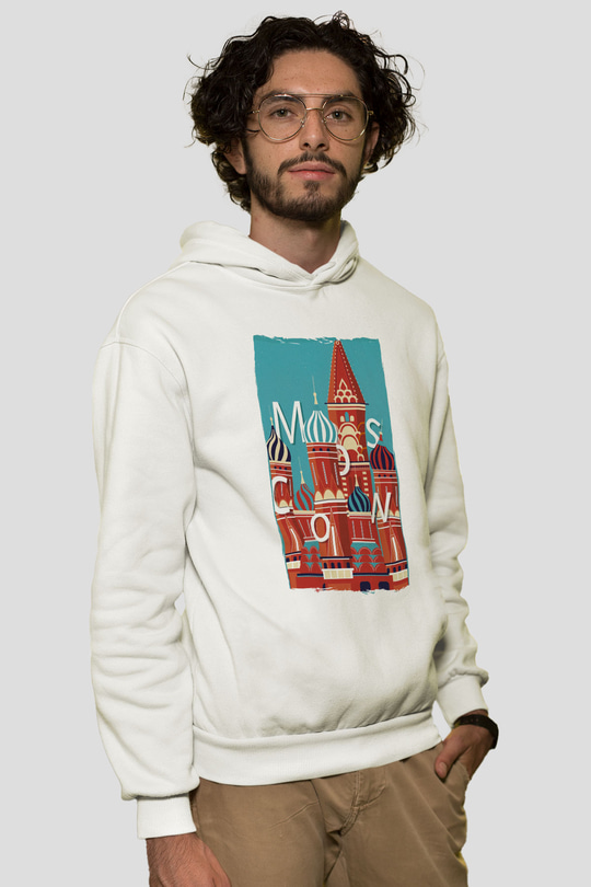 Moskova Kremlini Beyaz Unisex Hoodie