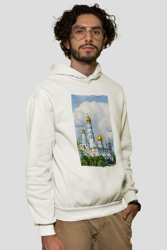 Moskova Kremlini Beyaz Unisex Hoodie