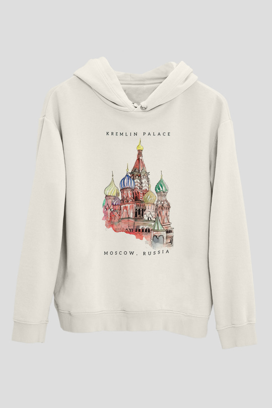 Moskova Kremlini Beyaz Unisex Hoodie