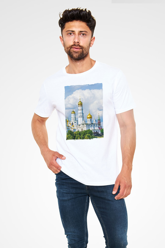 Moskova Kremlini Beyaz Unisex Tişört T-Shirt - TişörtFabrikası