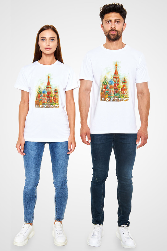 Moskova Kremlini Beyaz Unisex Tişört T-Shirt - TişörtFabrikası