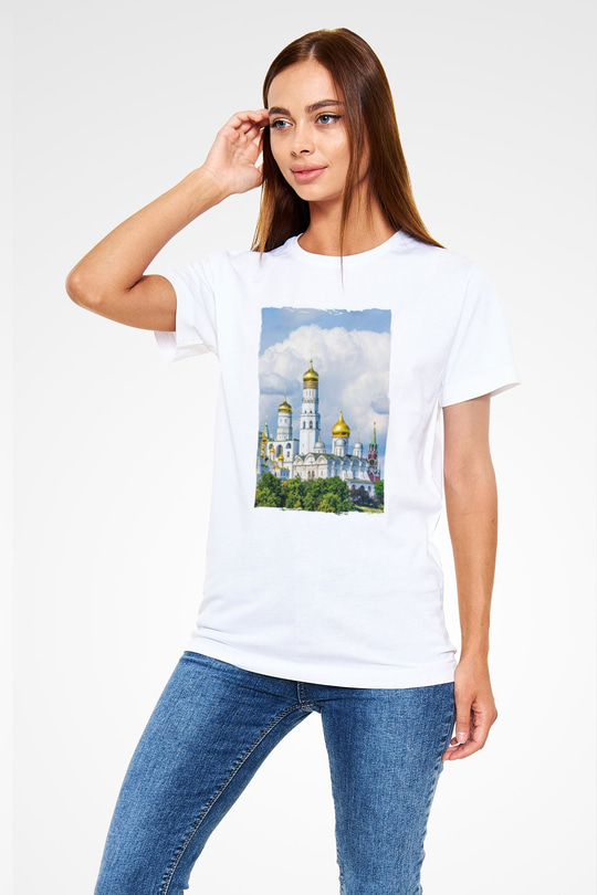 Moskova Kremlini Beyaz Unisex Tişört T-Shirt - TişörtFabrikası