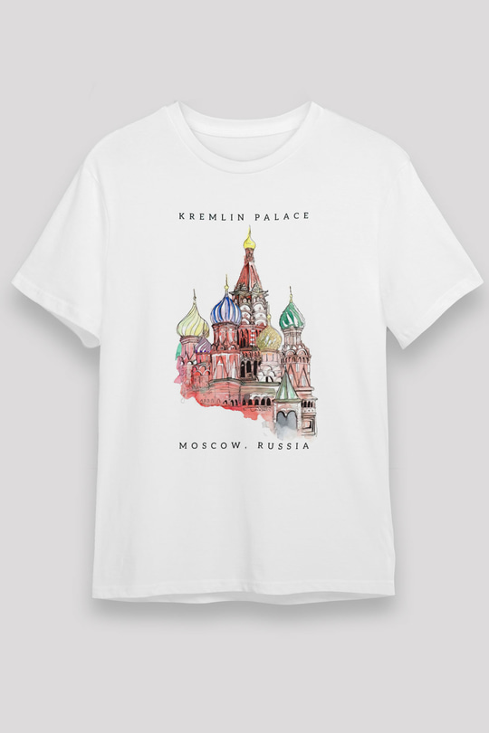 Moskova Kremlini Beyaz Unisex Tişört T-Shirt - TişörtFabrikası