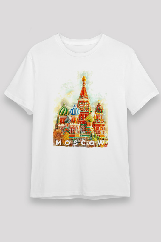 Moskova Kremlini Beyaz Unisex Tişört T-Shirt - TişörtFabrikası