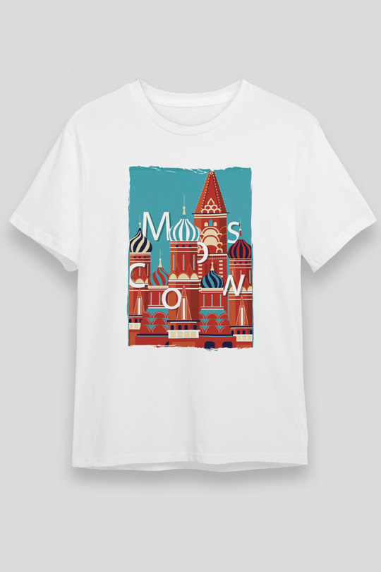 Moskova Kremlini Beyaz Unisex Tişört T-Shirt - TişörtFabrikası