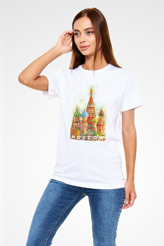 Moskova Kremlini Beyaz Unisex Tişört T-Shirt - TişörtFabrikası