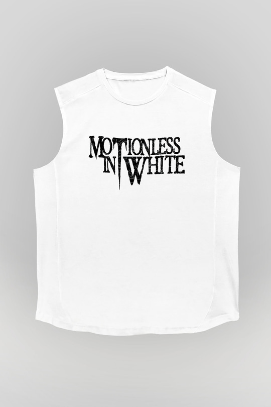 Motionless in White Baskılı Beyaz Unisex Kolsuz Tişört - Tshirt