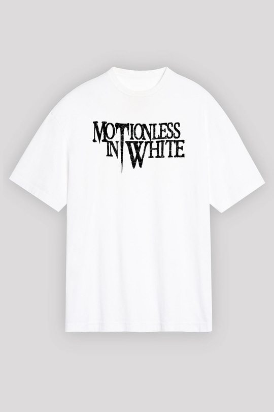 Motionless in White Baskılı Beyaz Unisex Oversize Tişört - Tshirt