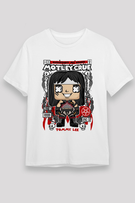 Motley Crue - Tommy Lee Baskılı Unisex Beyaz Tişört
