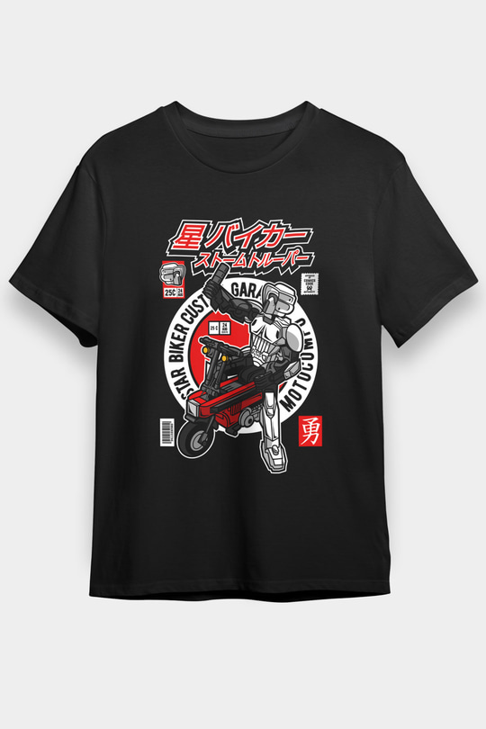 Motocompo Baskılı Unisex Siyah Tişört