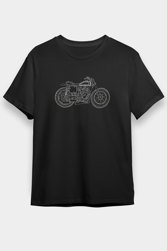 Motor Sporları - Motor sports Baskılı Unisex Siyah Tişört - Tshirt