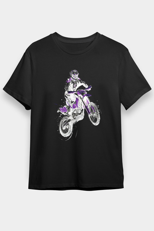 Motor Sporları - Motor sports Baskılı Unisex Siyah Tişört - Tshirt