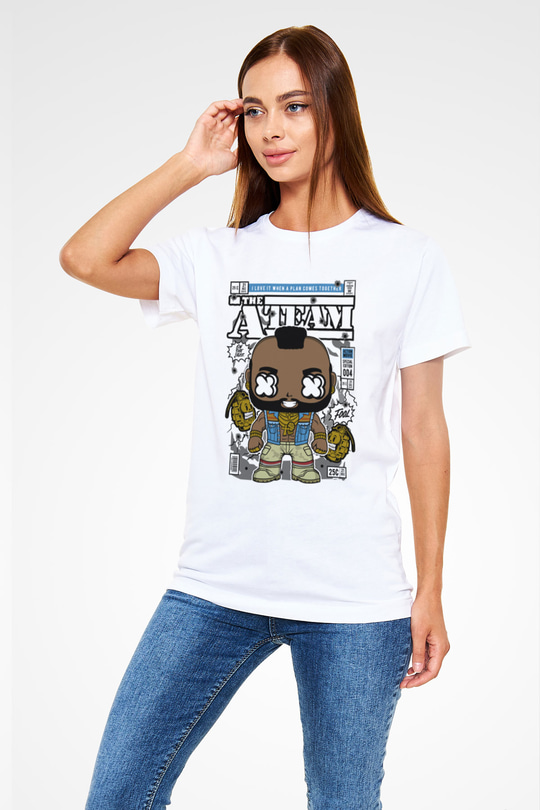 Mr T Baskılı Unisex Beyaz Tişört