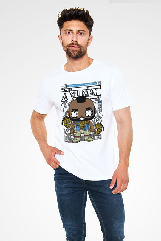 Mr T Baskılı Unisex Beyaz Tişört
