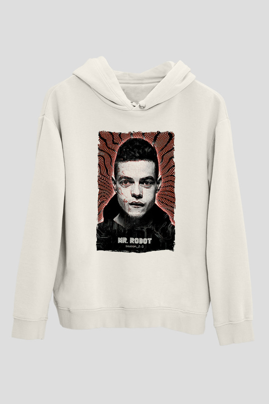 Mr. Robot Beyaz Unisex Hoodie