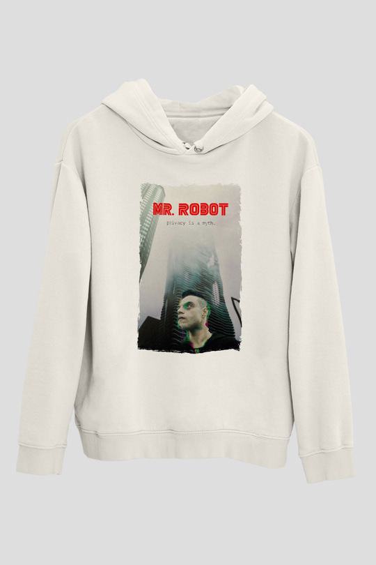 Mr. Robot Beyaz Unisex Hoodie