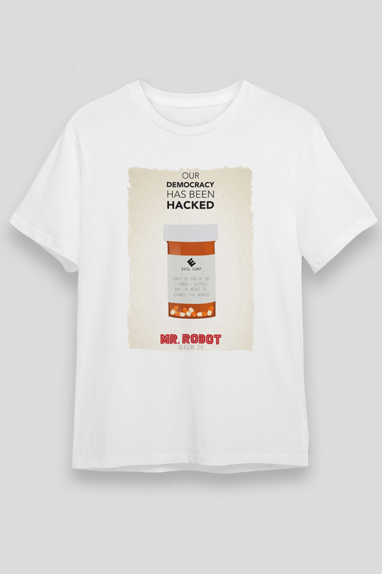Mr. Robot Beyaz Unisex Tişört T-Shirt