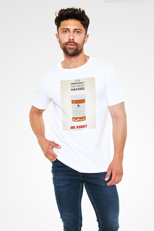 Mr. Robot Beyaz Unisex Tişört T-Shirt