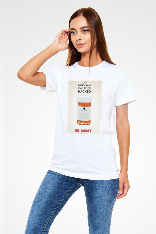 Mr. Robot Beyaz Unisex Tişört T-Shirt