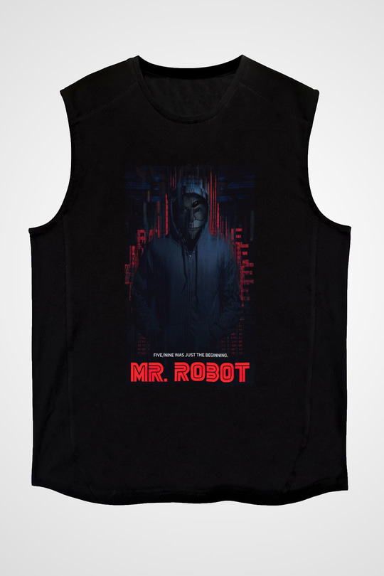 Mr. Robot Siyah Unisex Kolsuz Tişört