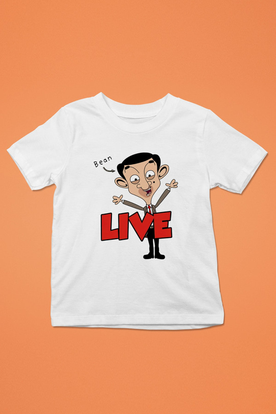 Mr.Bean Baskılı Beyaz Unisex Çocuk Tişört