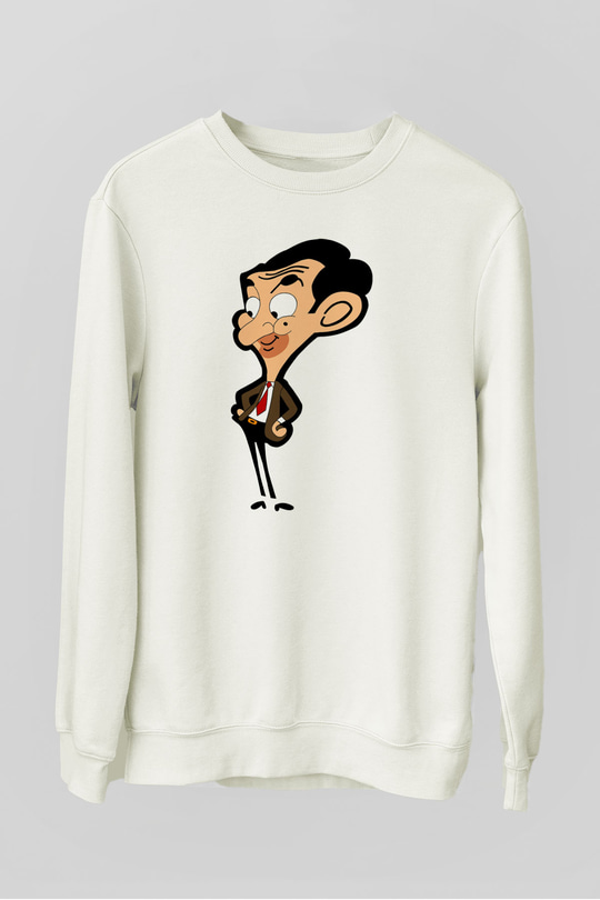 Mr.Bean Beyaz Unisex  Sweatshirt