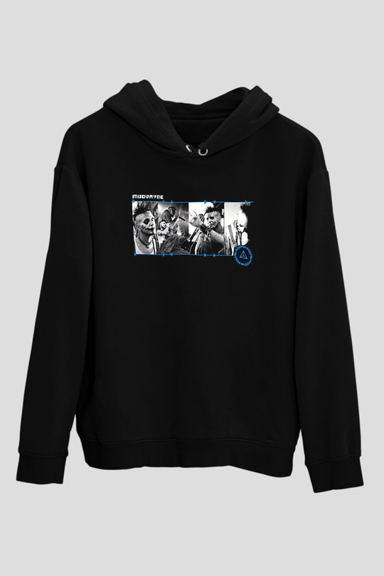 Mudvayne Baskılı Unisex Siyah Kapüşonlu Sweatshirt