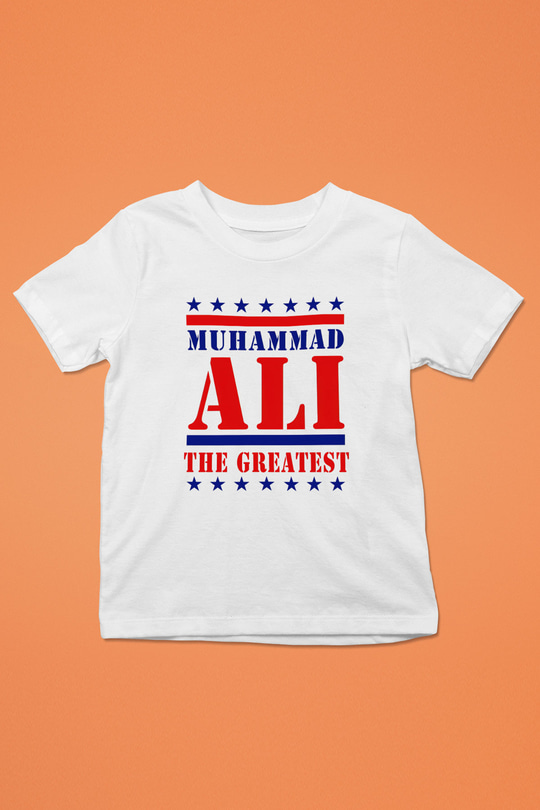 Muhammed Ali Baskılı Beyaz Unisex Çocuk Tişört