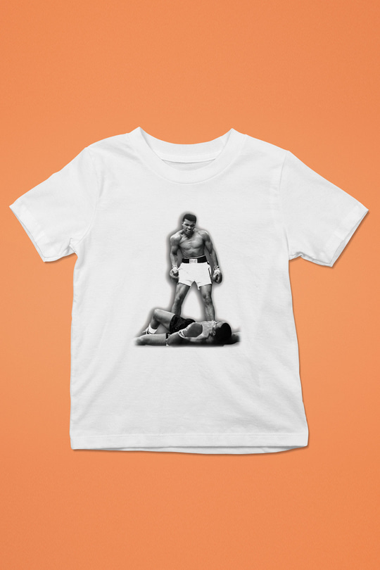 Muhammed Ali Baskılı Beyaz Unisex Çocuk Tişört