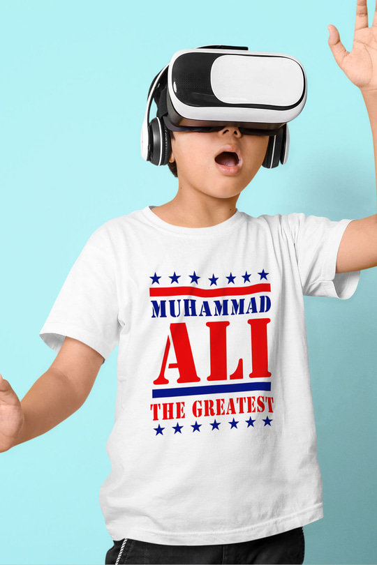 Muhammed Ali Baskılı Beyaz Unisex Çocuk Tişört