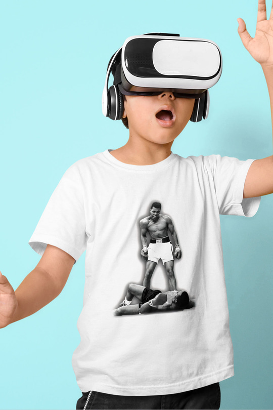 Muhammed Ali Baskılı Beyaz Unisex Çocuk Tişört
