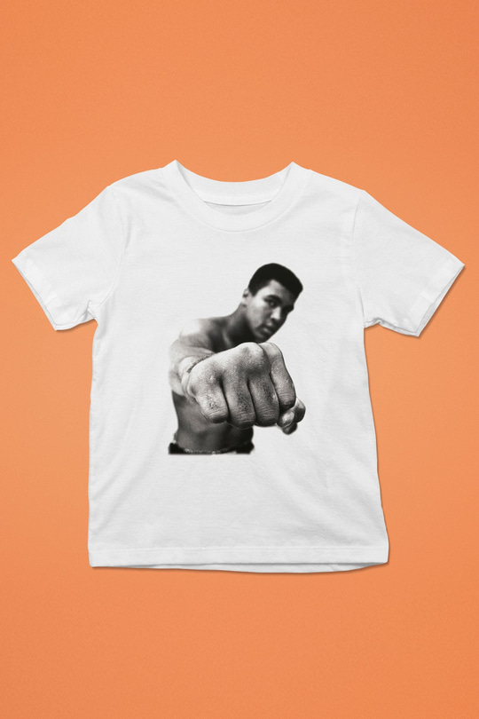 Muhammed Ali Baskılı Beyaz Unisex Çocuk Tişört