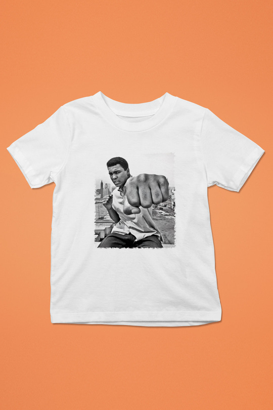 Muhammed Ali Baskılı Beyaz Unisex Çocuk Tişört