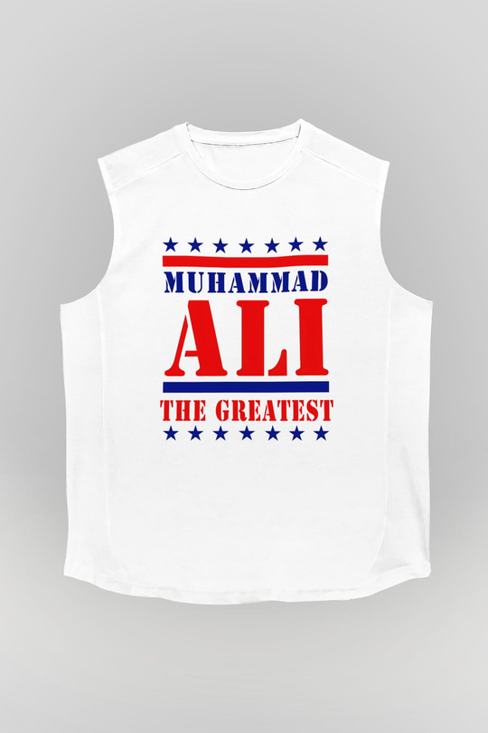 Muhammed Ali Beyaz Unisex Kolsuz Tişört