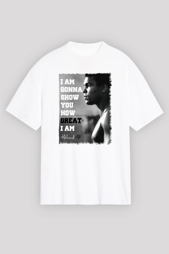 Muhammed Ali Beyaz Unisex Oversize Tişört T-Shirt