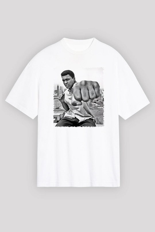 Muhammed Ali Beyaz Unisex Oversize Tişört T-Shirt
