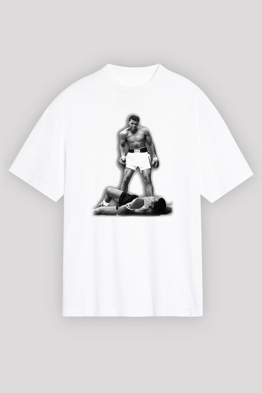 Muhammed Ali Beyaz Unisex Oversize Tişört T-Shirt