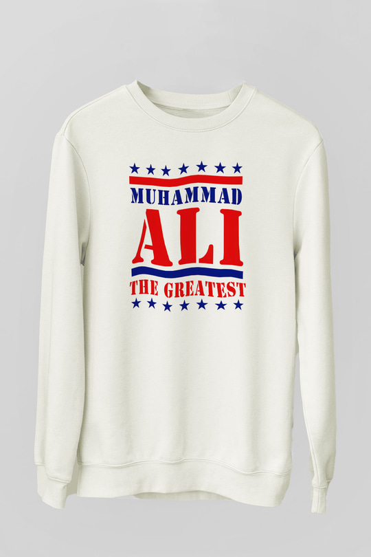 Muhammed Ali Beyaz Unisex Sweatshirt