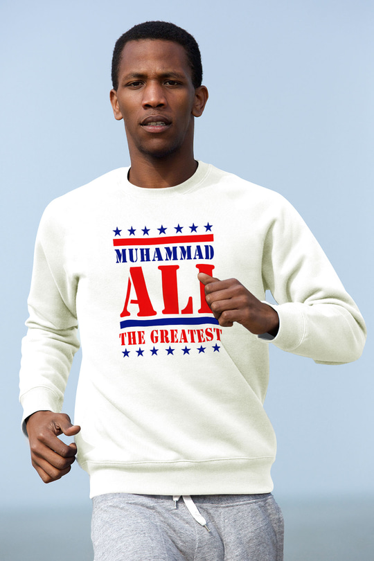 Muhammed Ali Beyaz Unisex Sweatshirt