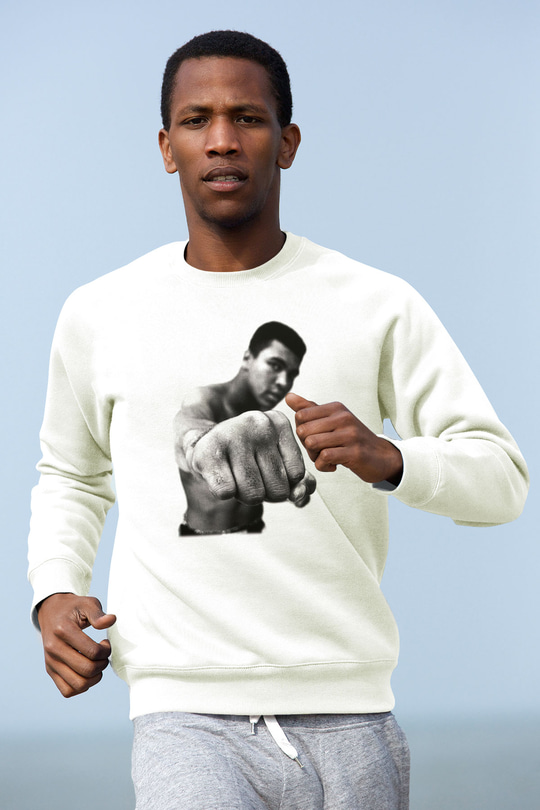 Muhammed Ali Beyaz Unisex Sweatshirt