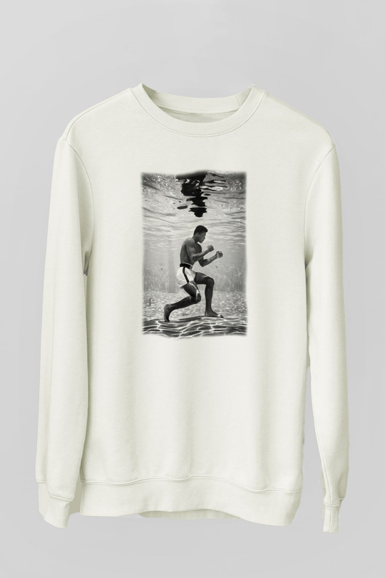 Muhammed Ali Beyaz Unisex Sweatshirt