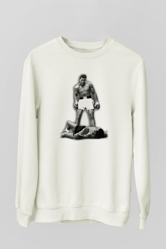 Muhammed Ali Beyaz Unisex Sweatshirt