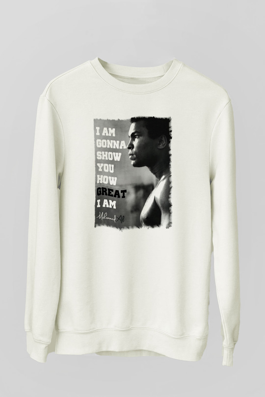 Muhammed Ali Beyaz Unisex Sweatshirt